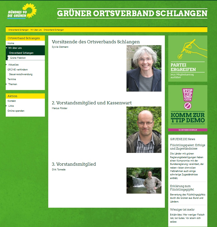 Die Homepage vom Bündnis 90 - Die Grünen