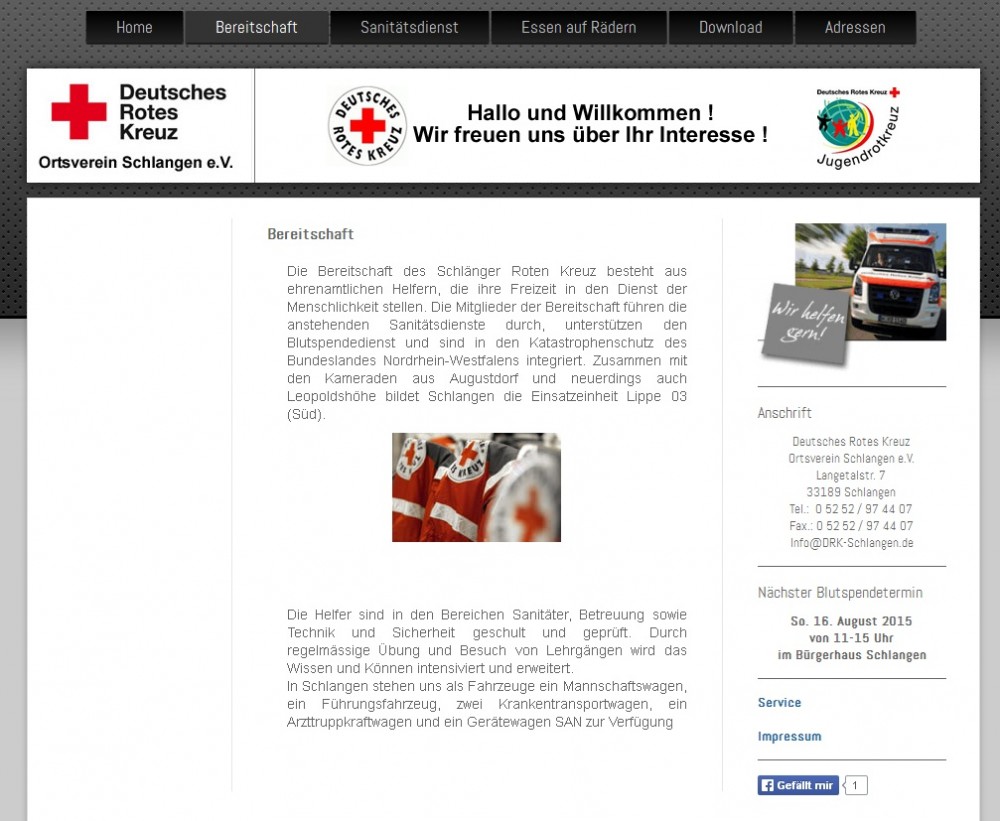 Homepage vom DRK in Schlangen