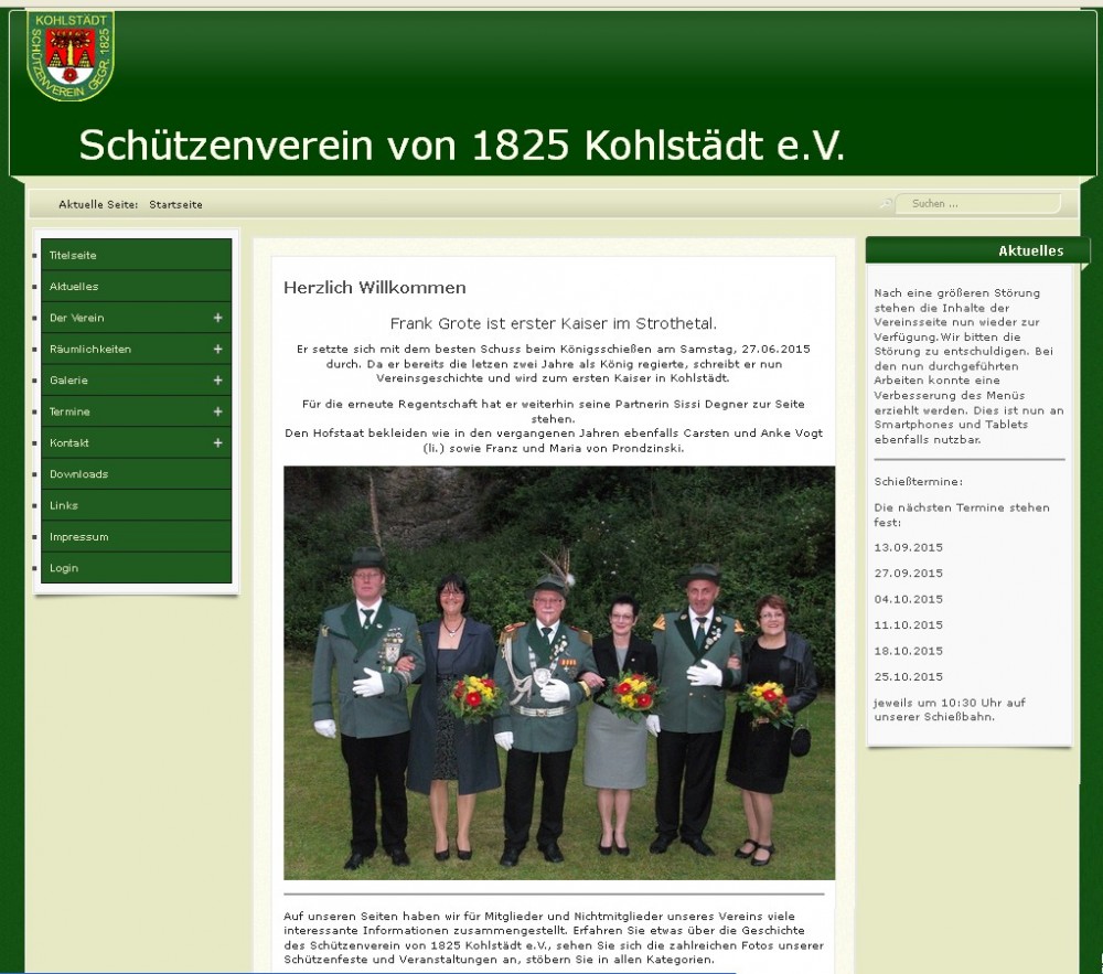 Homepage vom Schützenverein Kohlstädt e.V. von 1825