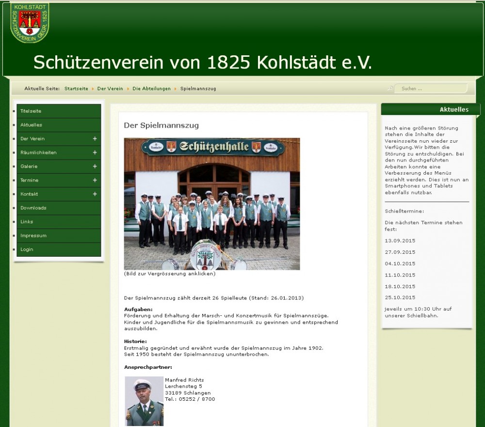 Homepage vom Spielmannszug in Kohlstädt