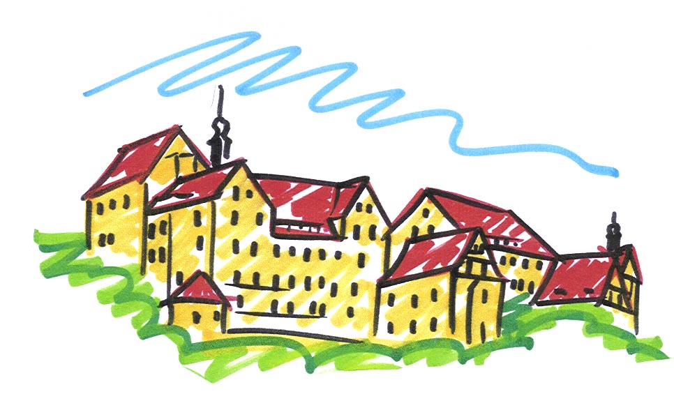 Schloss Colditz Zeichnung des Gebäudes