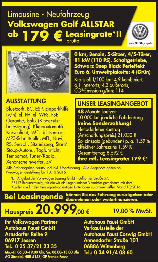 Anzeige Limousine Neufahrzeug