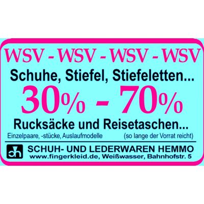 WSV Winterschlussverkauf 30 70 Prozent Hemmo Fachgeschaeft Schuhe und Lederwaren fashion sichtbar Weisswasser