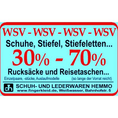 WSV Winterschlussverkauf 30 70 Prozent Hemmo Fachgeschaeft Schuhe und Lederwaren fashion sichtbar Weisswasser 