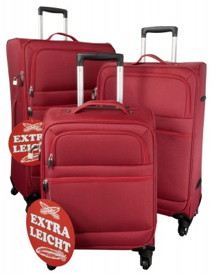 Extrem leichtes 3-teiliges Kofferset Nylon-Koffer rot