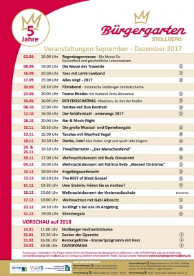 Veranstaltungsprogramm September bis Dezember 2017