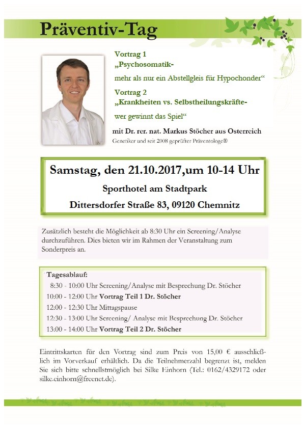 Gesundheits - Präventivtag am 21.10.17 in Chemnitz