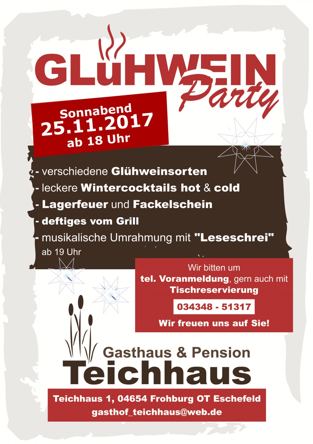 Teichhaus Glühweinparty am 25.11.2017