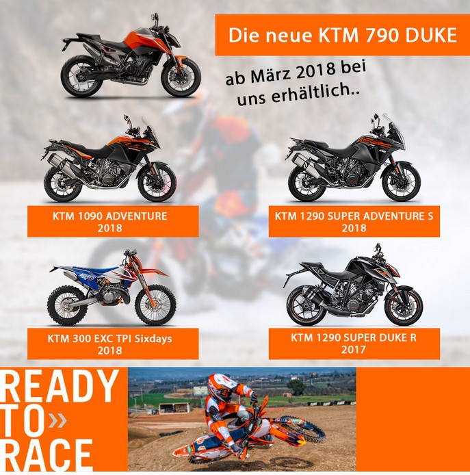 Die neuen KTM Modelle ab März 2018 bei uns!