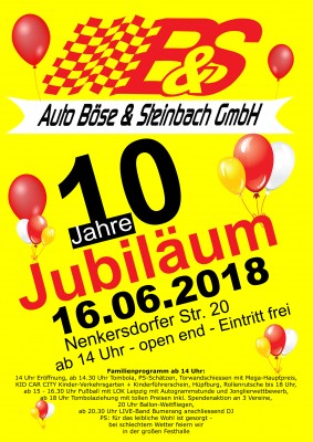 Einladung Jubiläum „10 Jahre Auto Böse & Steinbach GmbH"
