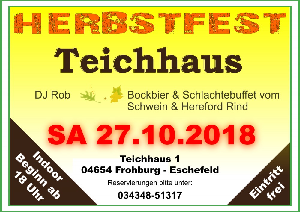 TEICHHAUS HERBSTFEST AM 27.10.2018
