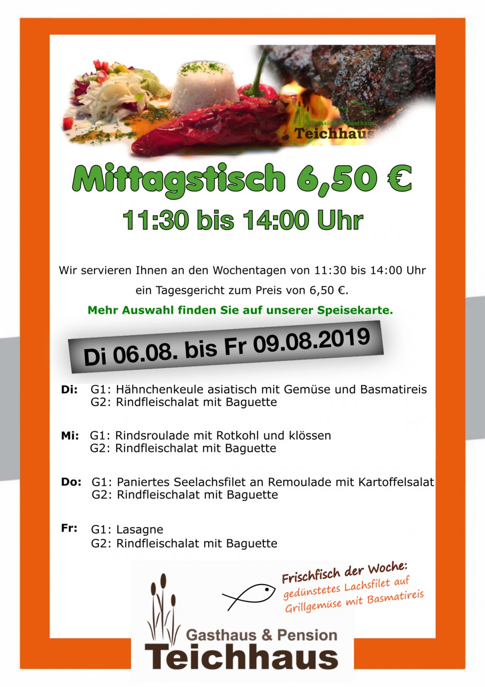 Mittagsangebot für nur 6,50€ Di-Fr von 11:30 Uhr bis 14 Uhr