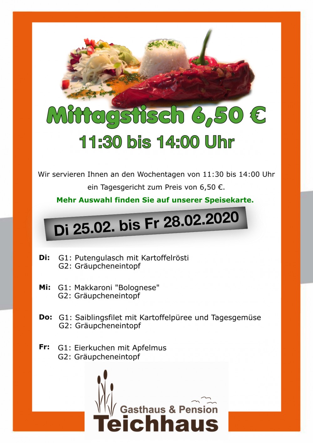 Mittagsangebot für 6,50 Euro